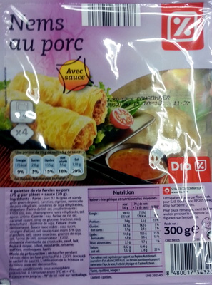 Nems au porc, Avec sauce (x 4) - Product - fr
