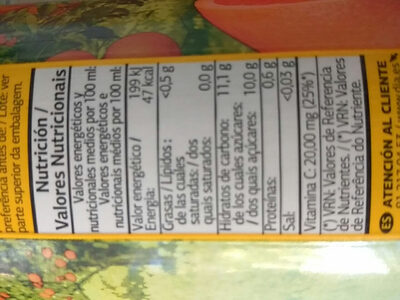 Zumo de naranja exprimida con pulpa - Nutrition facts - en