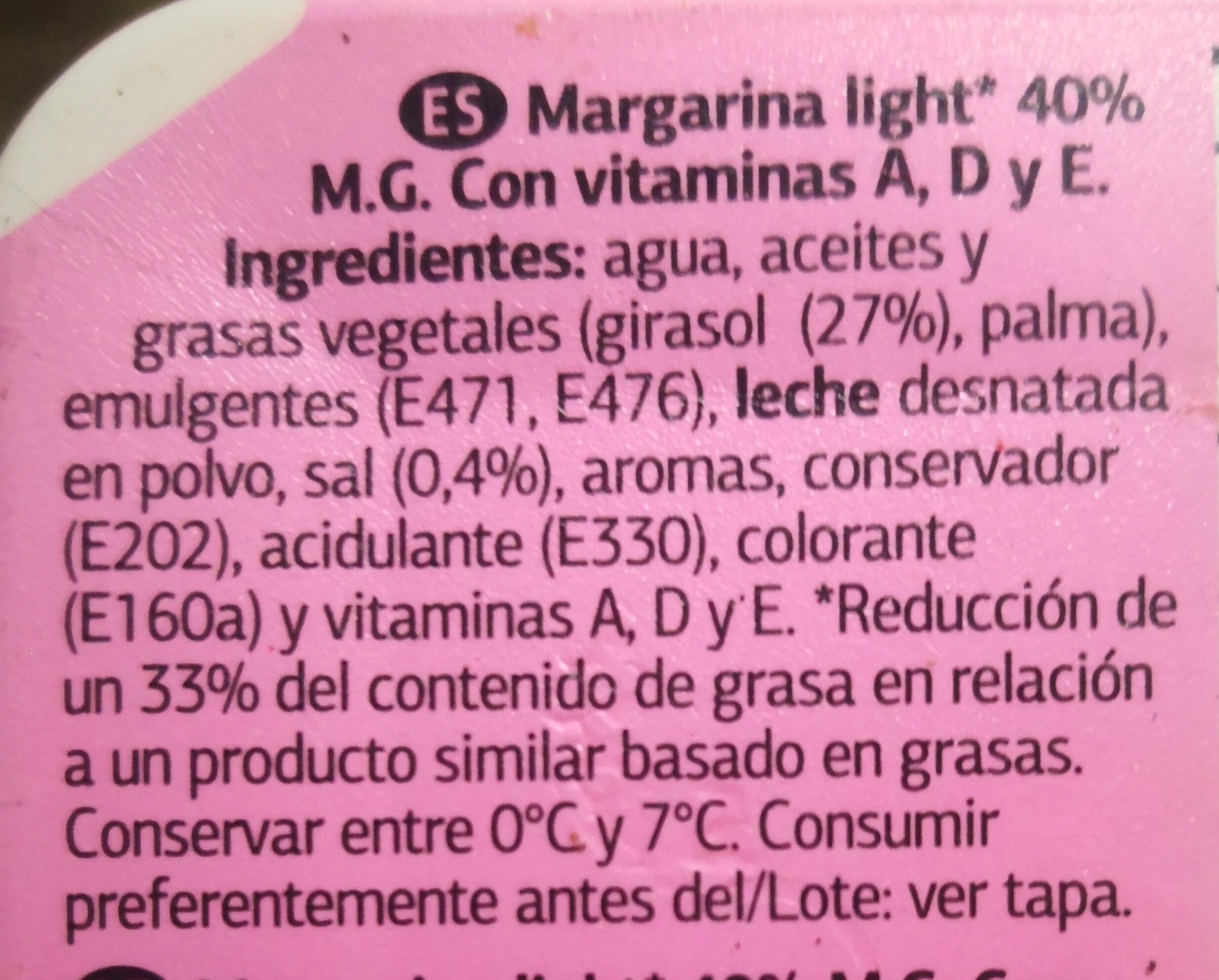 Margarine light - Ingredients - es