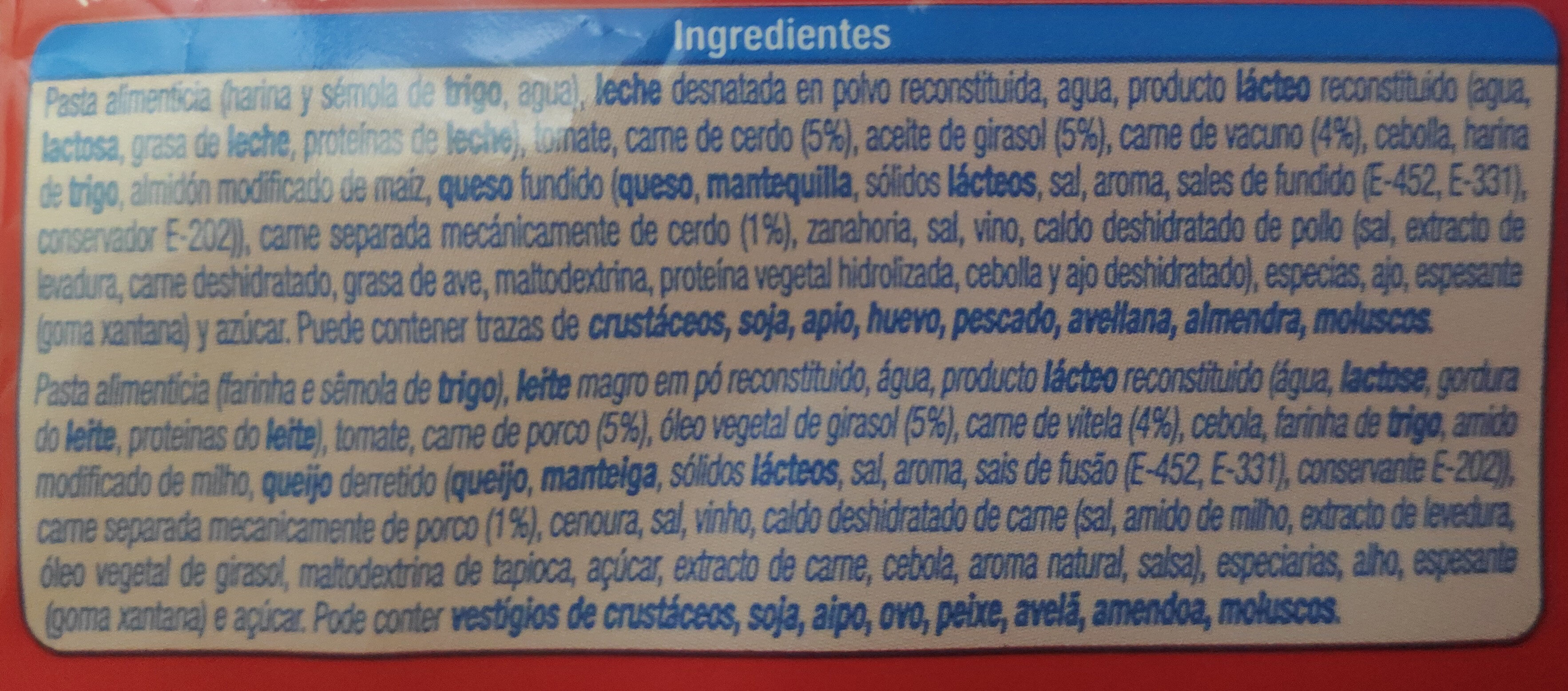 Lasaña de carne con bechamel - Ingredients - es
