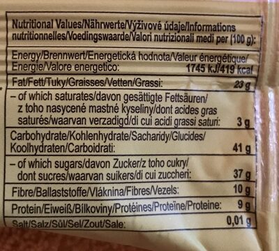 Lifebar chia pistachio - Nutrition facts