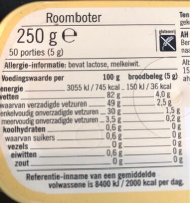 Roomboter - Nutrition facts - nl
