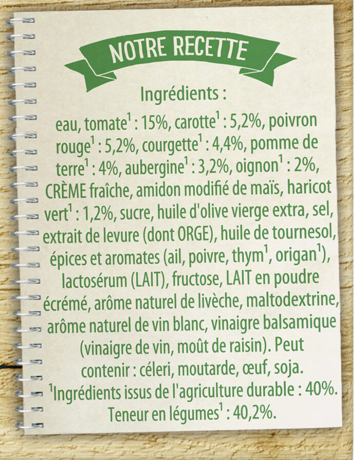 KNORR Soupe Liquide Douceur de Légumes du Soleil 1l - Ingredients - fr