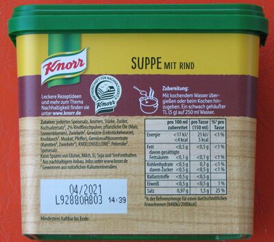 Suppe mit Rind - Ingredients - de