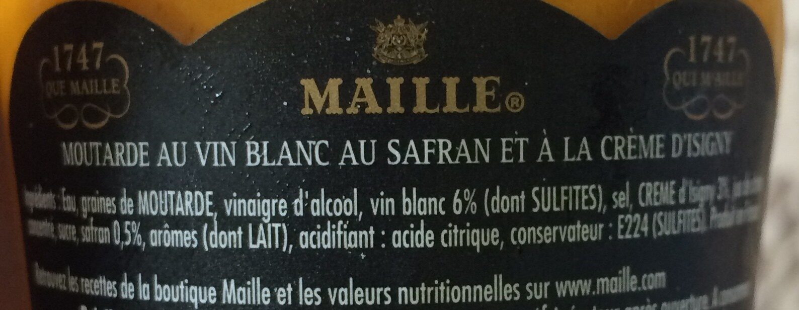 Maille Moutarde Safran et Crème d'Isigny 108g - Ingredients - fr