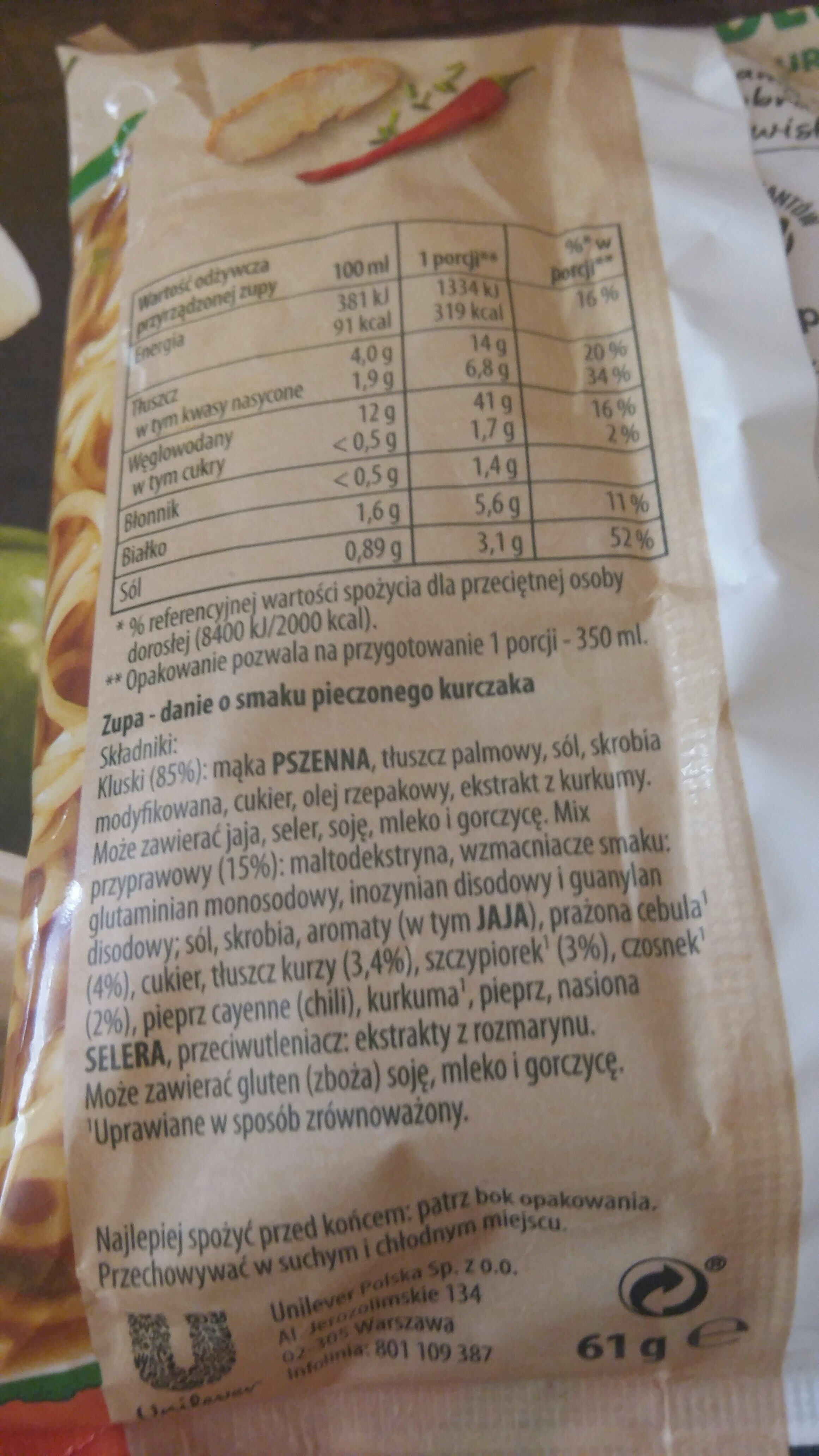 Nudle Pieczony kurczak - Ingredients - pl