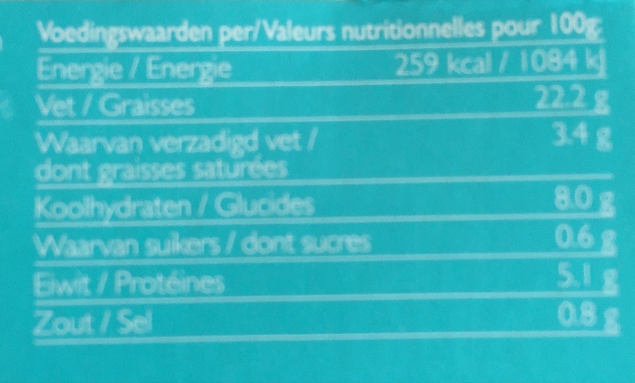 Hummus Coriandre - Nutrition facts - fr