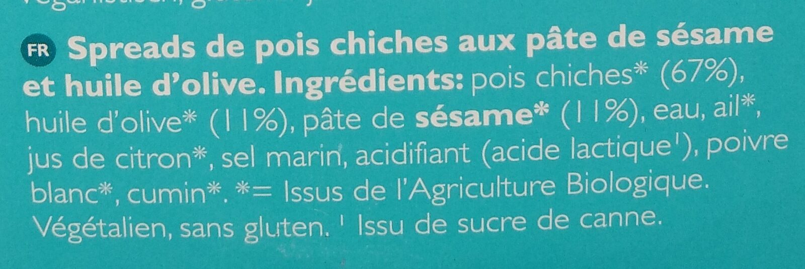 Hummus + - Ingredients - fr