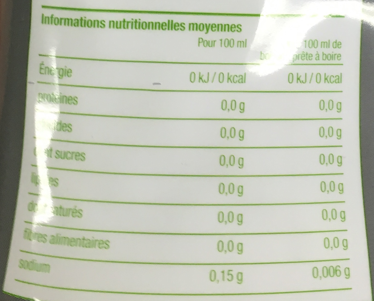 Concentré Saveur Pomme Cranberry Zéro - Nutrition facts - fr