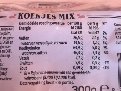 Koekjes Mix - Nutrition facts - nl