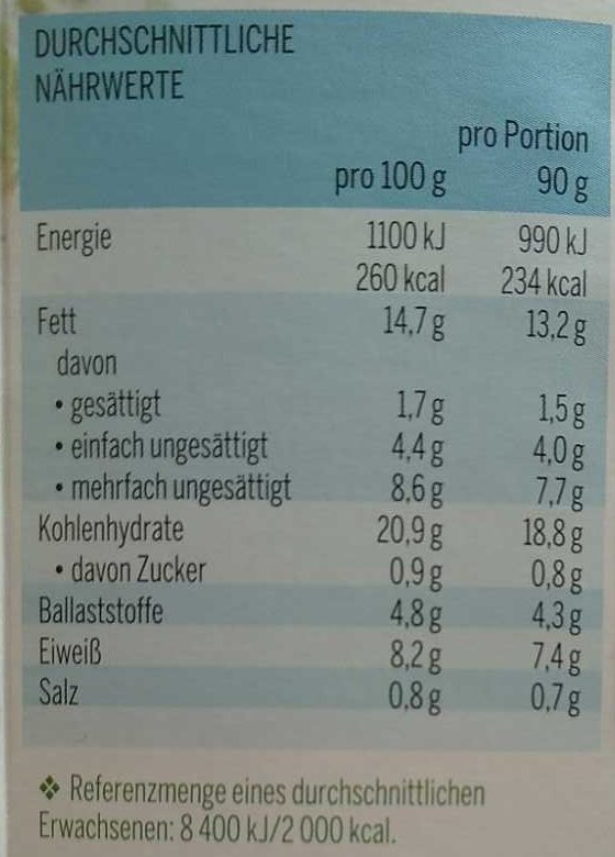 Vegane Fischstäbchen - Nutrition facts - de