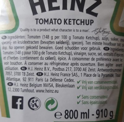 Tomato Ketchup - Ingredients - fr