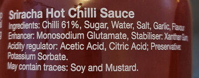 Sriracha scharfe Chilisauce - Ingredients - en