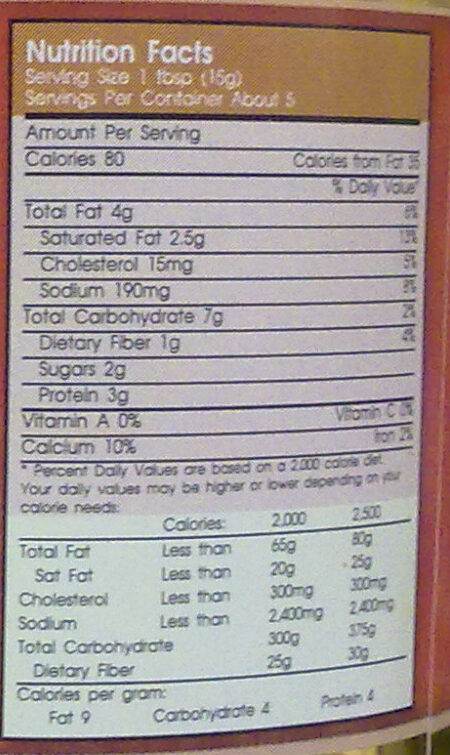 น้ำพริกกุ้งกลางดง - Nutrition facts - en