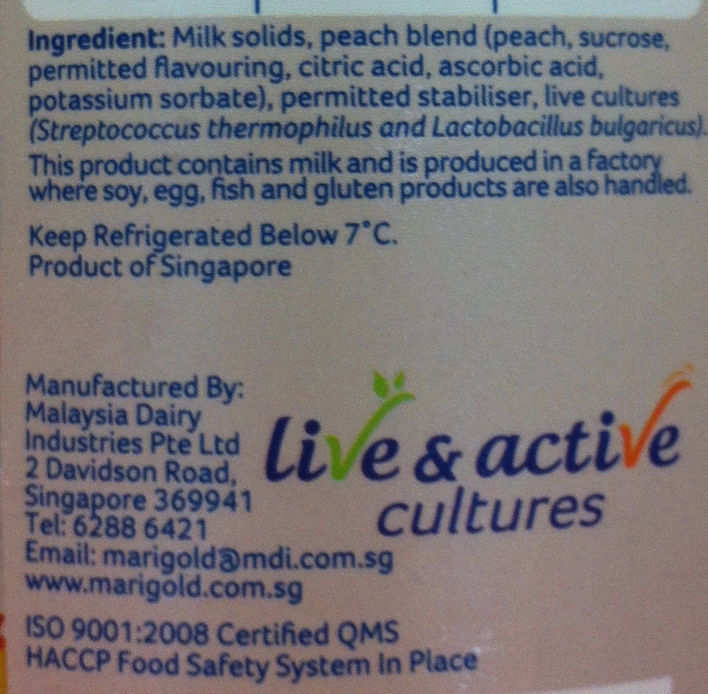 Yoghurt low fat peach - Ingredients - en