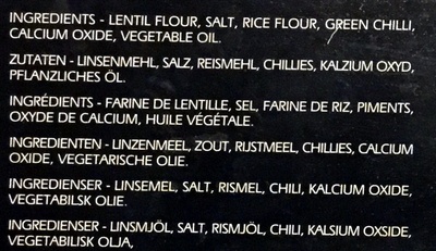 Papadums Green Chili - Ingredients - fr