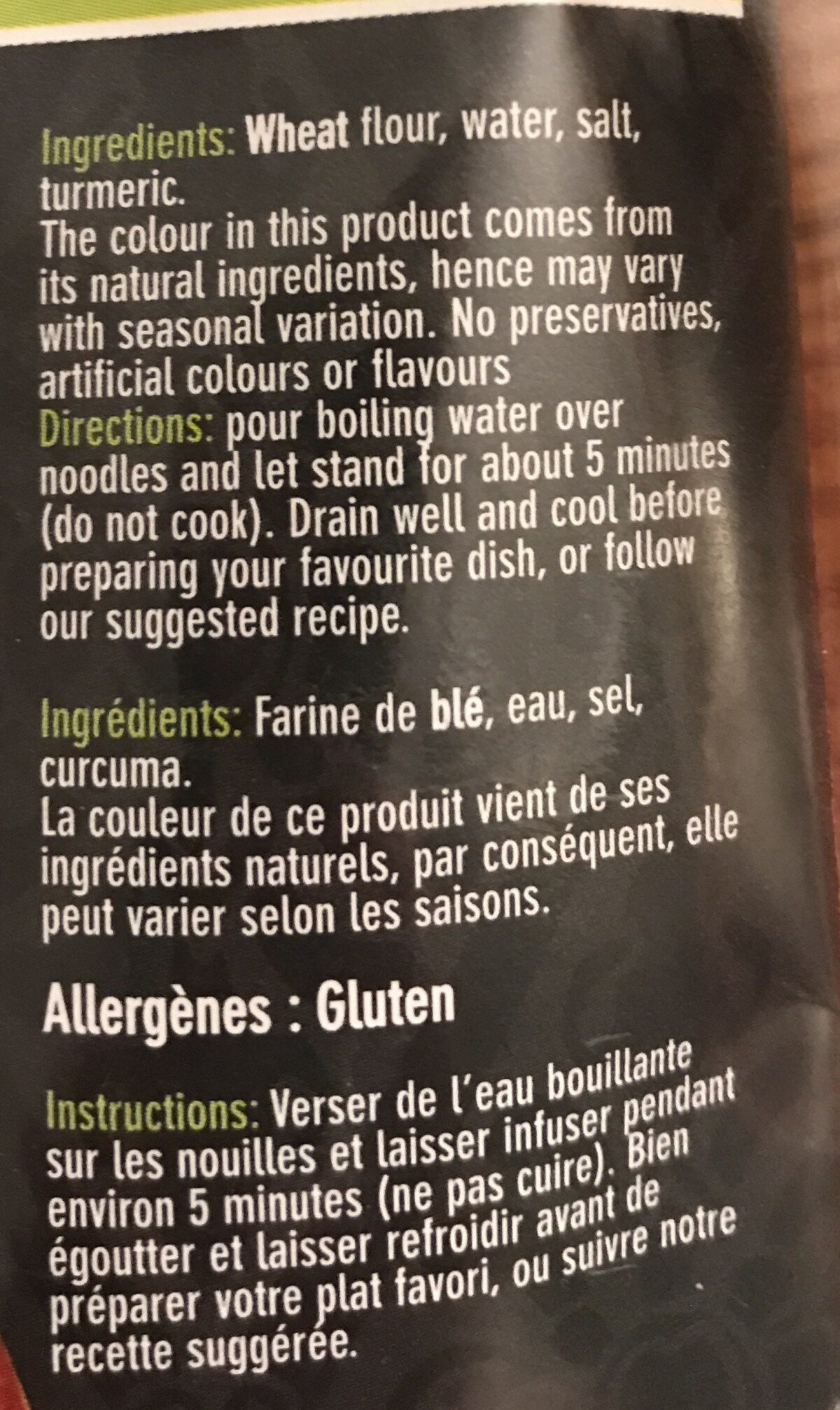 Pâte Bakmi Goreng - Ingredients - fr
