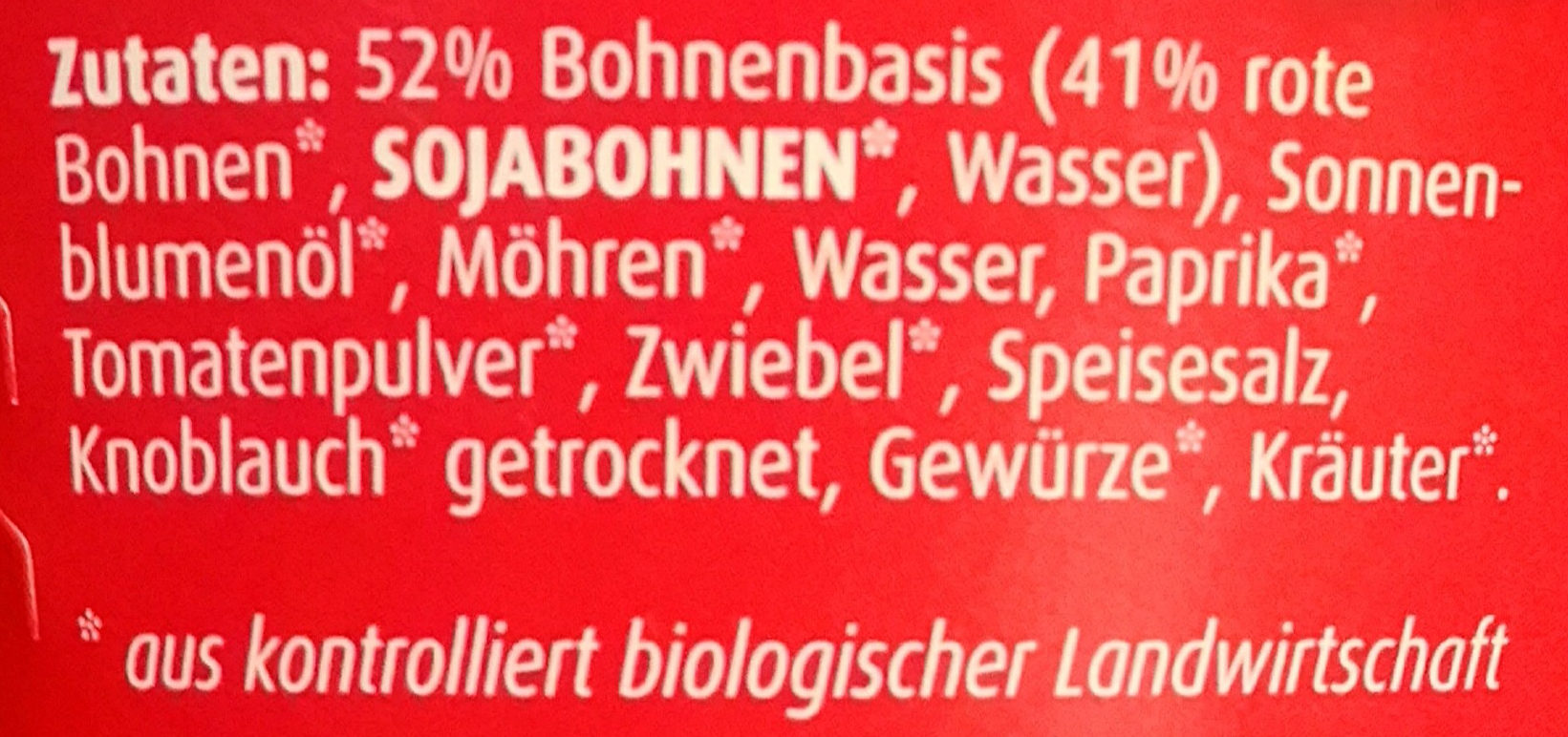 Rote Bohnen Aufstrich - Ingredients - de