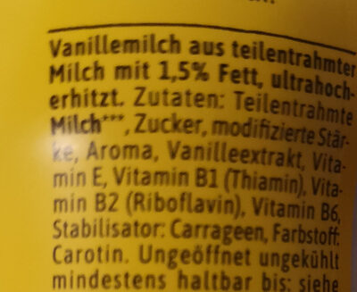 Vanillemilch - Ingredients