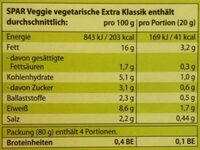 Veggie Vegetarische Feine Extra, ohne Fleisch - Nutrition facts - en