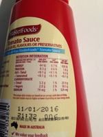 MasterFoods Reduced Salt Tomato Sauce - Nutrition facts - en
