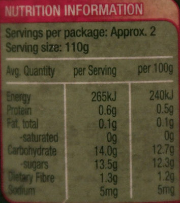 Pineapple Slices in Juice - Nutrition facts