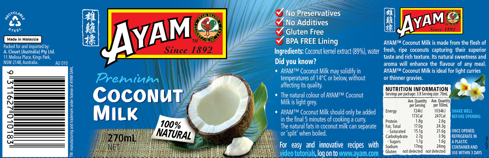 Coconut Milk - Ingredients - fr
