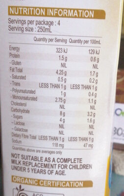 Unsweetened Activated Almond Milk - Nutrition facts - en