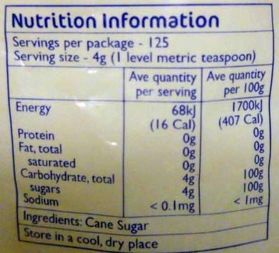 Caster Sugar - Nutrition facts - en