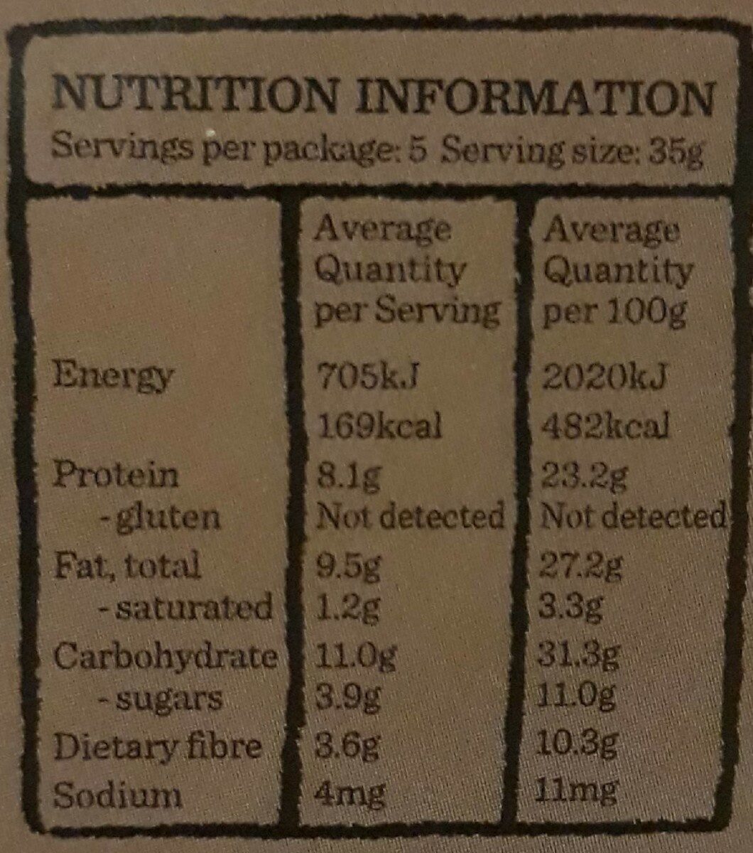Roasted NutBar - Nutrition facts - fr