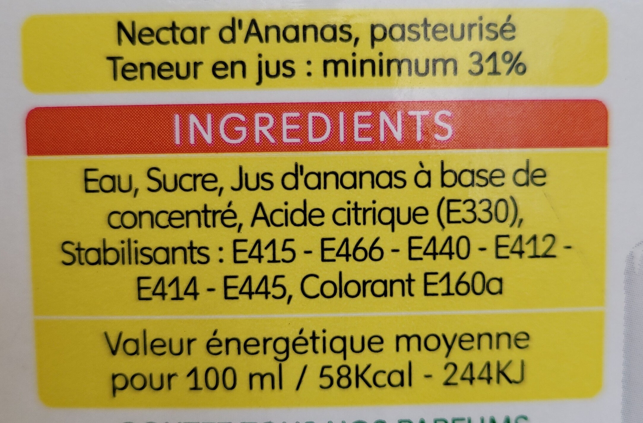 Présséa Nectar Ananas - Ingredients - fr