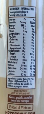 H2 Coco iced coffee - Nutrition facts - en