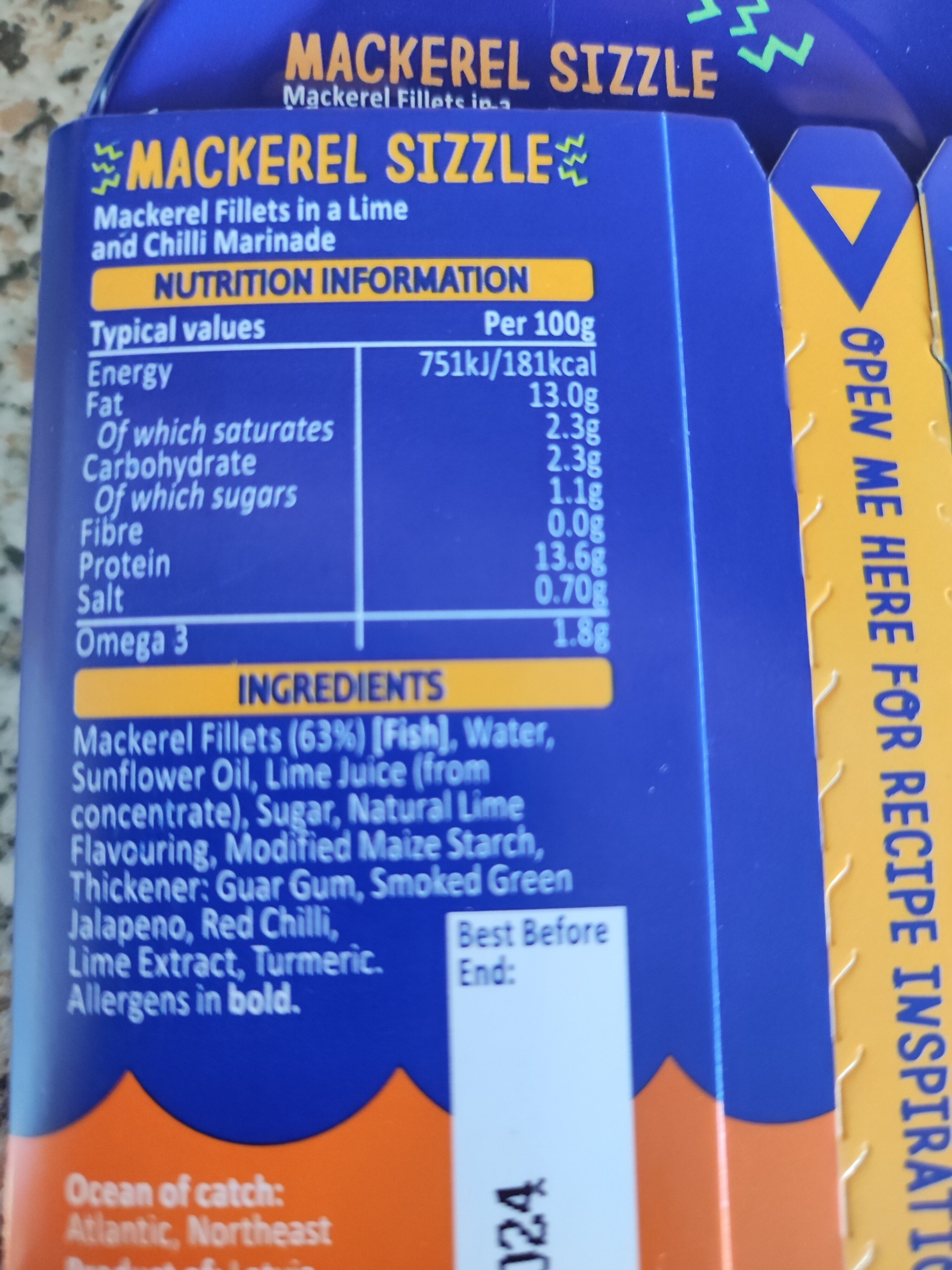 Mackerel sizzle zesty lime & chilli - Ingredients - en